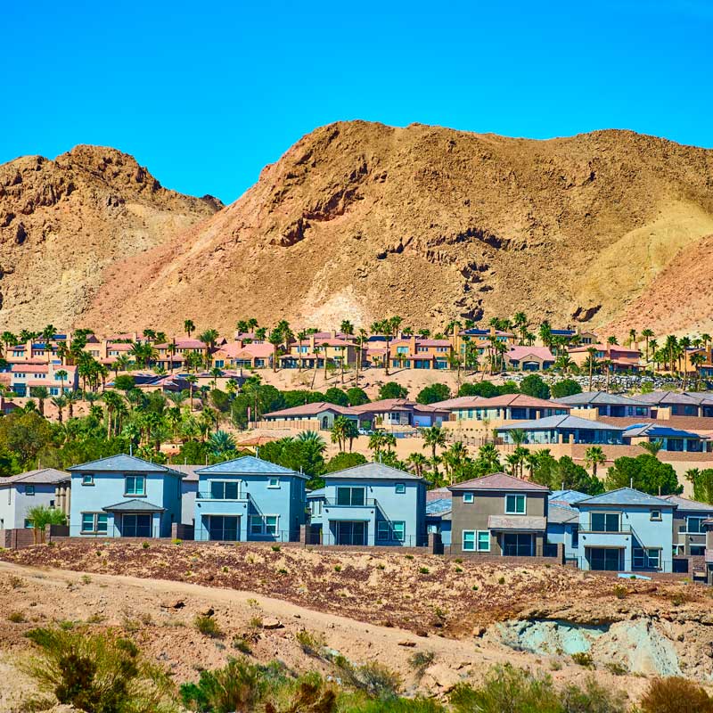 Modern Nevada residential community with pool and mountain backdrop – DSCR investment loans