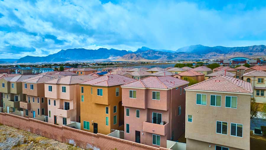 aerial-of-suburban-desert-homes-in-las-vegas-nevada suburban desert homes Las Vegas