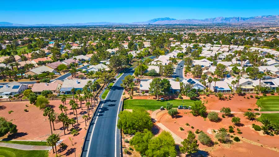 residential neighborhood and golf course in Las Vegas Nevada
