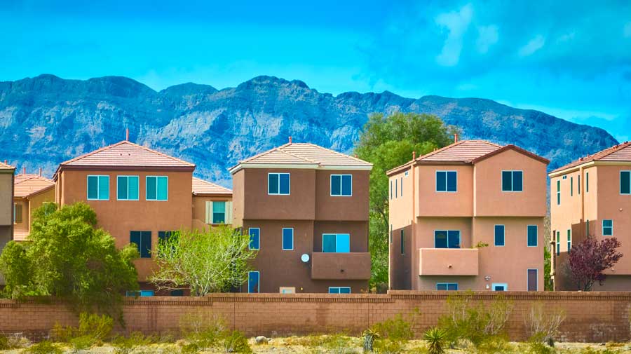 modern suburban homes with mountain view Nevada Las Vegas