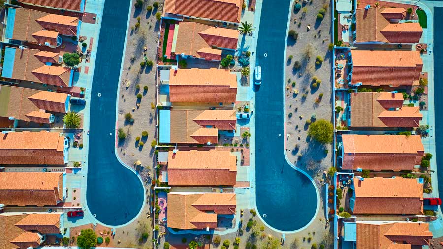 top down suburban desert community in Nevada Las Vegas